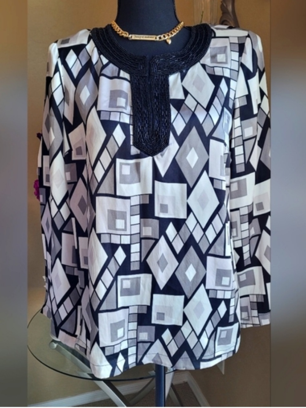 Silhouette Black & White Geometric Tunic